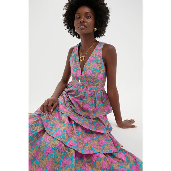 HYACINTH HOUSE Brilliant Pink Floral Bonnie Midi Dress Size XL NWT - Picture 5 of 8